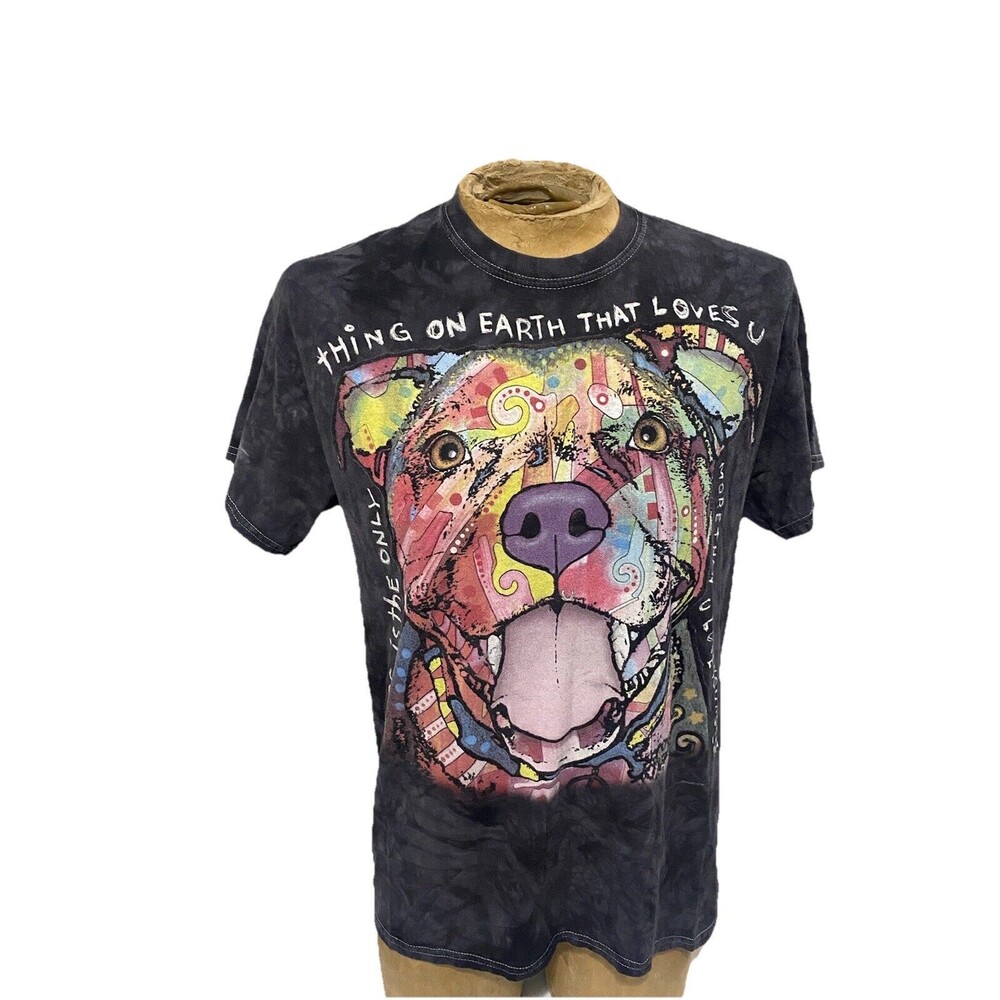 3D Tees T-Shirt Men's Tie Dye Multicolor Short Sleeve Graphic Dog Face Size XL
